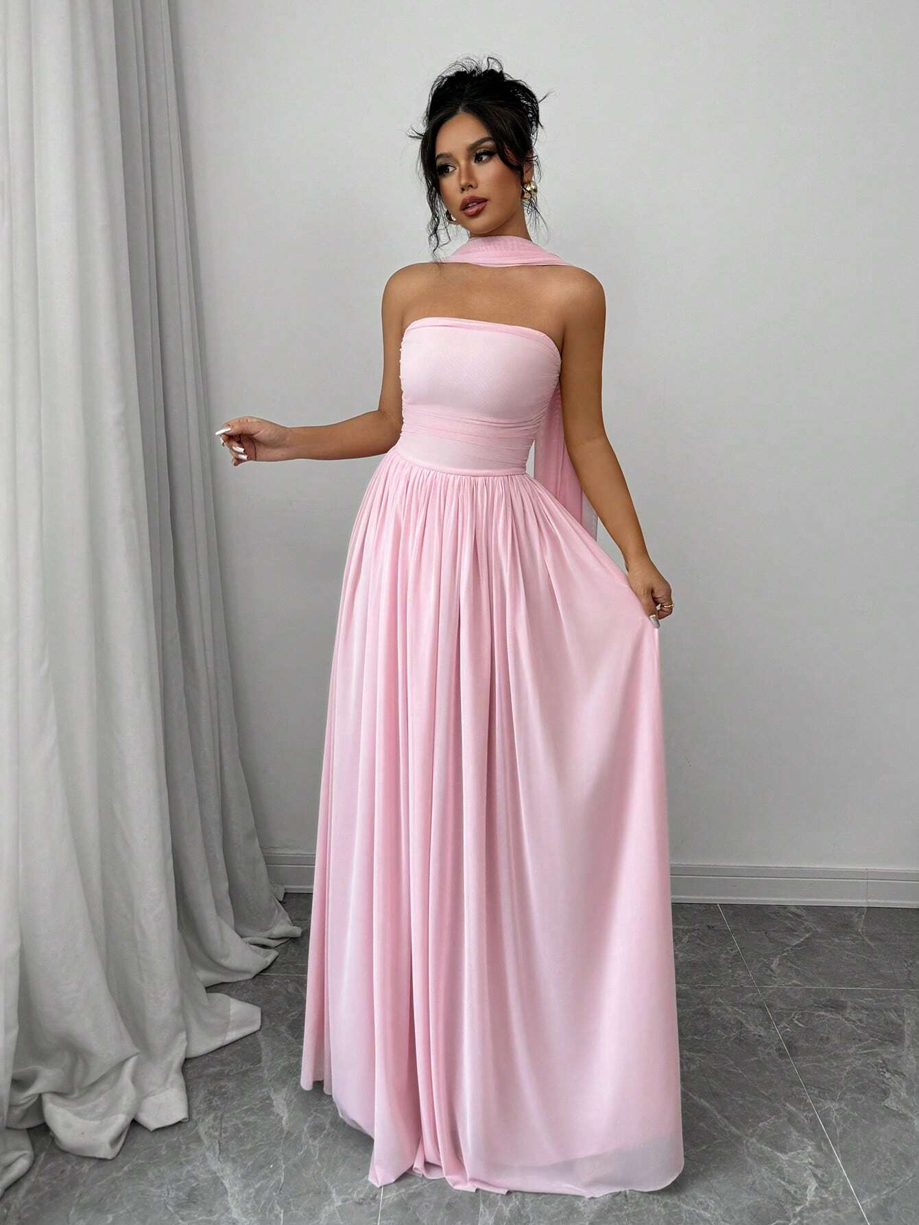 Rosé Elegance Halter Dress