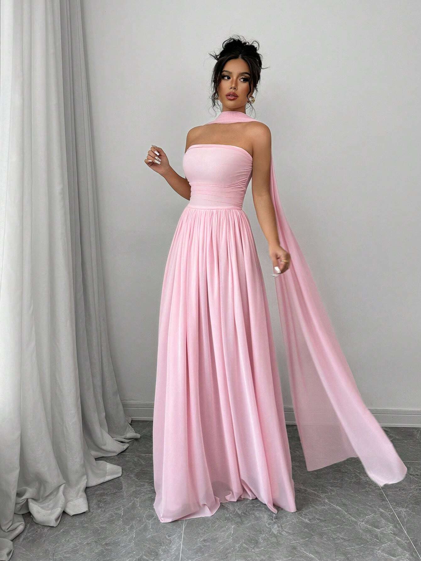 Rosé Elegance Halter Dress